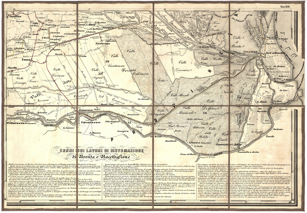 (N:5472) CARTA IDROGRAFICA STRADALE AMMINISTRATIVA CONSORZIALE DELLA PROVINCIA DI PADOVA... - Tavola 12 (B0005753) Carte e stampe antiche: riproduzione a colori su carta (formato A2)