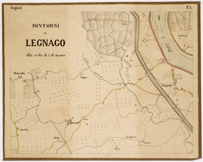 (N:1949) CARTA DEI DINTORNI DI LEGNAGO - Foglio 1 - Angiari (B0005777) Carte e stampe antiche: riproduzione a colori su carta (formato A2)