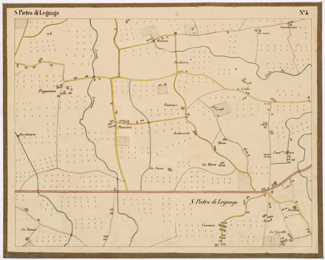 (N:9344) CARTA DEI DINTORNI DI LEGNAGO - Foglio 4 - S. Pietro di Legnago (B0005780) Carte e stampe antiche: riproduzione a colori su carta (formato A2)