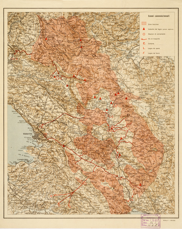(N:4838) CARTA FORESTALE DELLA VENEZIA GIULIA CENTRALE (B0005948) Carte e stampe antiche: riproduzione a colori su carta (formato A2)