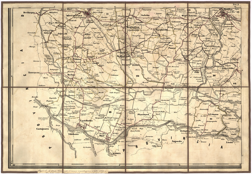 (N:5458) CARTA IDROGRAFICA STRADALE AMMINISTRATIVA CONSORZIALE DELLA PROV. DI PADOVA...Tavola X (B0006223) Carte e stampe antiche: riproduzione a colori su carta (formato A2)