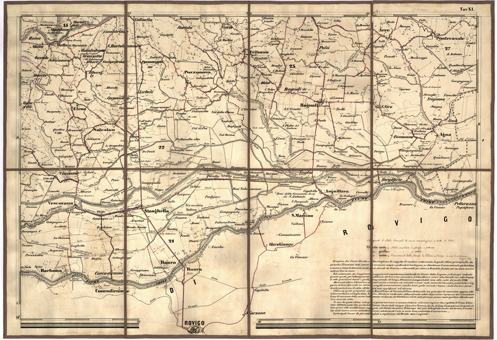 (N:5459) CARTA IDROGRAFICA STRADALE AMMINISTRATIVA CONSORZIALE DELLA PROV. DI PADOVA... Tavola XI (B0006224) Carte e stampe antiche: riproduzione a colori su carta (formato A2)