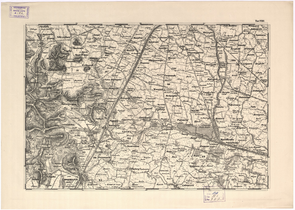 (N:5445) CARTA IDROGRAFICA STRADALE AMMINISTRATIVA CONSORZIALE DELLA PROV. DI PADOVA... Tavola VIII (B0006233) Carte e stampe antiche: riproduzione a colori su carta (formato A2)
