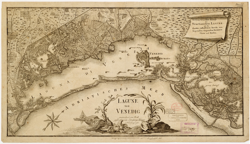 (N:10398) GEOMETRISCHER ABRISS DER VENETIANISHEN LAGUNE... (B0006274) Carte e stampe antiche: riproduzione a colori su carta (formato A2)