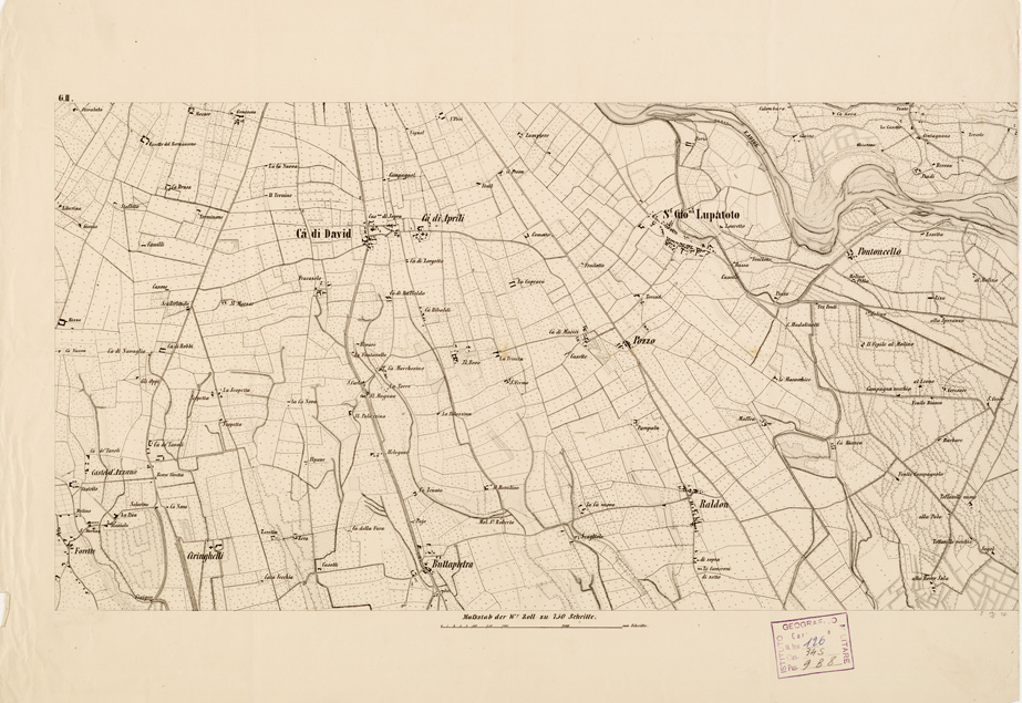 (N:14627) REAMBULIRTEN DETAILKARTE VOM MANOVRE TERRAIN AM MINCIO - SPEZZONE CARTOGRAFICO DI CA' DI DAVID - Tavola G II (B0006285) Carte e stampe antiche: riproduzione a colori su carta (formato A2)