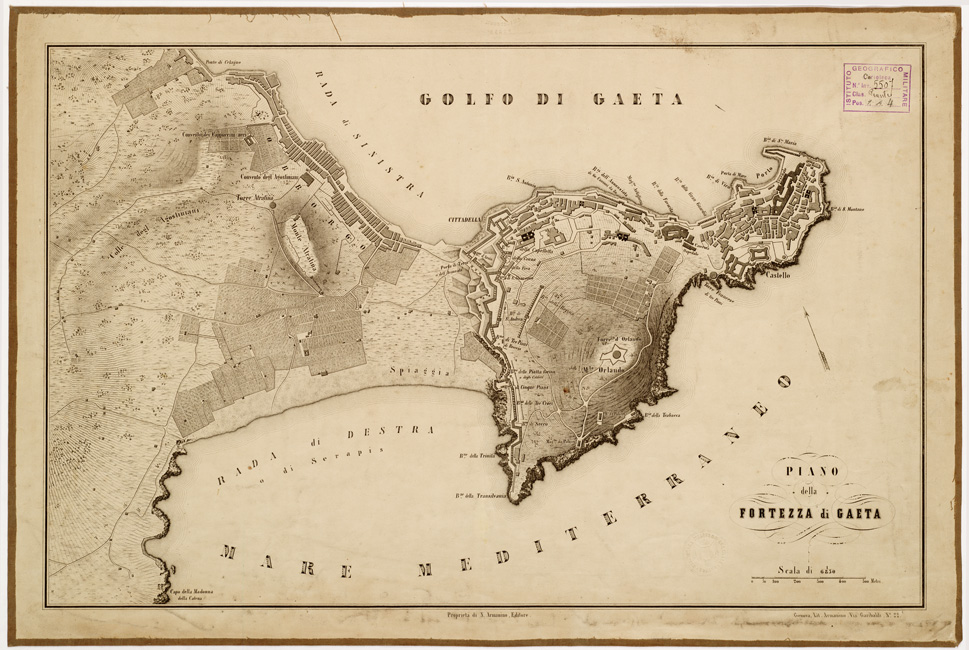 (N:13296) PIANO DELLA FORTEZZA DI GAETA (B0006349) Carte e stampe antiche: riproduzione a colori su carta (formato A2)