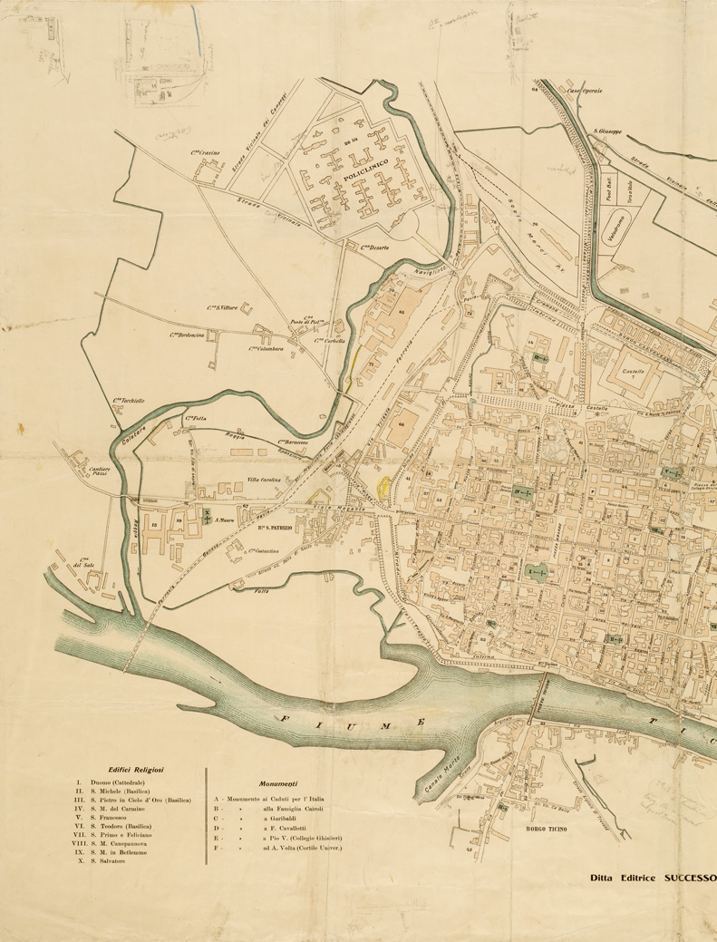 (N:8886) CITTA' DI PAVIA E DINTORNI (B0006425, B0006426, B6425-26) Carte e stampe antiche: riproduzione a colori su carta (formato A2)