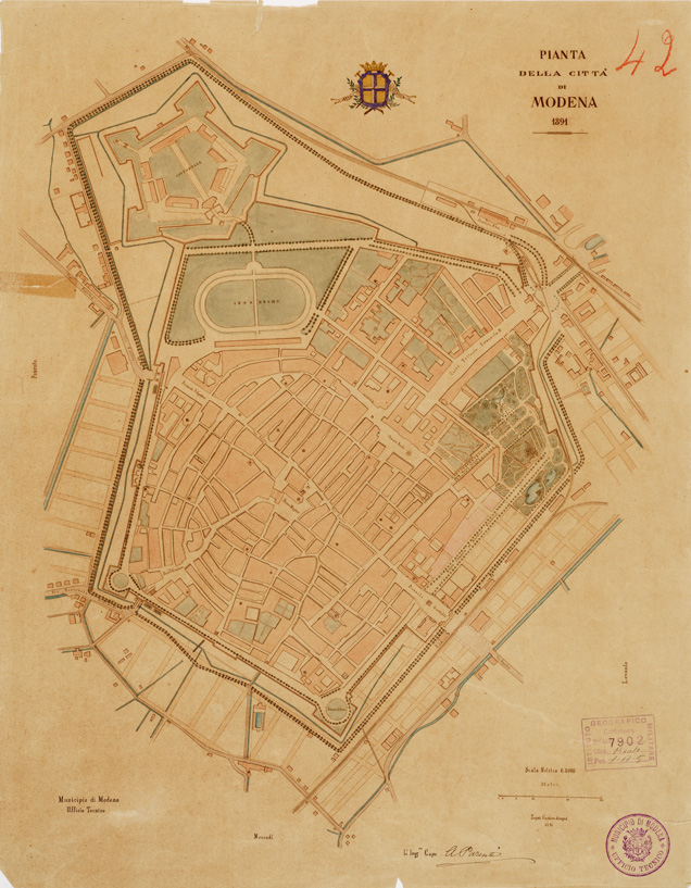 (N:13674) PIANTA DELLA CITTA' DI MODENA (B0006471) Carte e stampe antiche: riproduzione a colori su carta (formato A2)