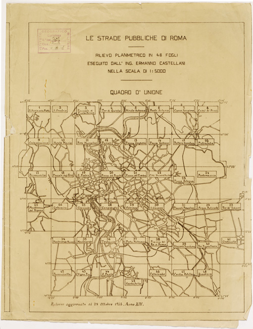 (N:11521) LE STRADE PUBBLICHE DI ROMA - QUADRO D'UNIONE (B0006487) Carte e stampe antiche: riproduzione a colori su carta (formato A2)