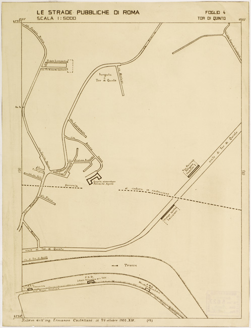 (N:11502) LE STRADE PUBBLICHE DI ROMA - Foglio 4 - TOR DI QUINTO (B0006491) Carte e stampe antiche: riproduzione a colori su carta (formato A2)
