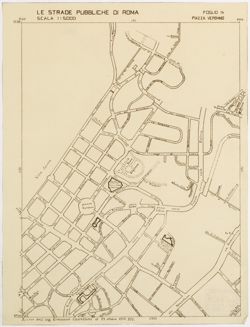 (N:11459) LE STRADE PUBBLICHE DI ROMA - Foglio 14 - PIAZZA VERBANO (B0006504) Carte e stampe antiche: riproduzione a colori su carta (formato A2)