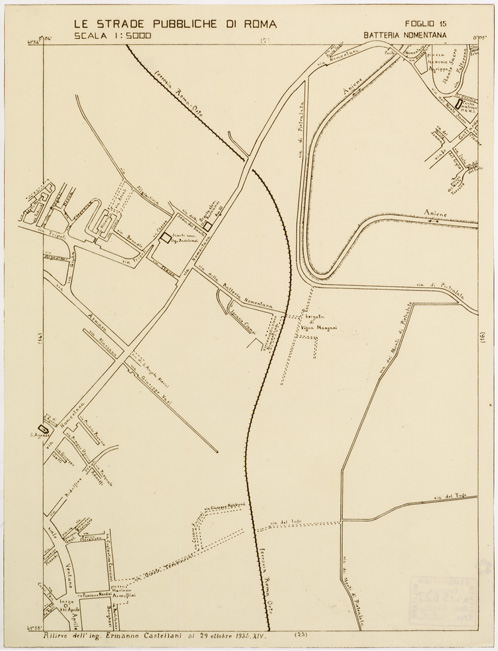 (N:11460) LE STRADE PUBBLICHE DI ROMA - Foglio 15 - BATTERIA NOMENTANA (B0006506) Carte e stampe antiche: riproduzione a colori su carta (formato A2)