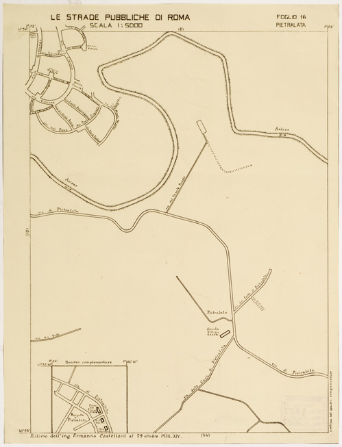 (N:11462) LE STRADE PUBBLICHE DI ROMA - Foglio 16 - PIETRALATA (B0006507) Carte e stampe antiche: riproduzione a colori su carta (formato A2)