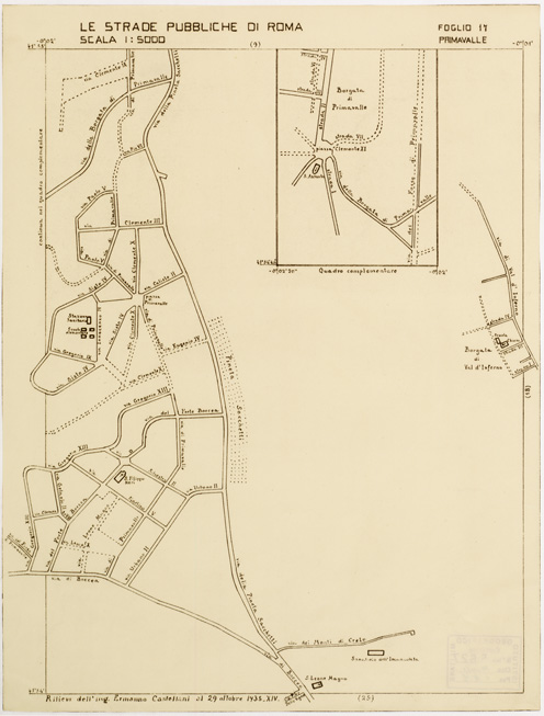 (N:11463) LE STRADE PUBBLICHE DI ROMA - Foglio 17 - PRIMAVALLE (B0006508) Carte e stampe antiche: riproduzione a colori su carta (formato A2)