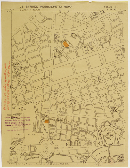 (N:11467) LE STRADE PUBBLICHE DI ROMA - Foglio 19 - S. PIETRO (con nulla osta) (B0006511) Carte e stampe antiche: riproduzione a colori su carta (formato A2)