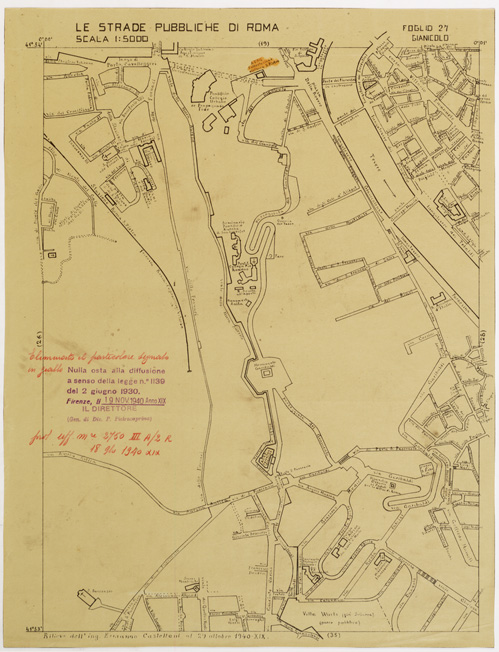 (N:11481) LE STRADE PUBBLICHE DI ROMA - Foglio 27 - GIANICOLO (con nulla osta) (B0006524) Carte e stampe antiche: riproduzione a colori su carta (formato A2)