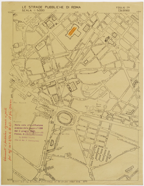 (N:11485) LE STRADE PUBBLICHE DI ROMA - Foglio 29 - COLOSSEO (con nulla osta) (B0006528) Carte e stampe antiche: riproduzione a colori su carta (formato A2)
