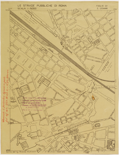 (N:11488) LE STRADE PUBBLICHE DI ROMA - Foglio 30 - S. GIOVANNI (con nulla osta) (B0006530) Carte e stampe antiche: riproduzione a colori su carta (formato A2)