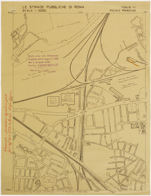 (N:11490) LE STRADE PUBBLICHE DI ROMA - Foglio 31 - PIAZZALE PRENESTINO (con nulla osta) (B0006532) Carte e stampe antiche: riproduzione a colori su carta (formato A2)