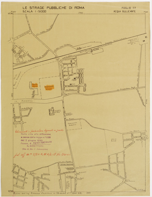 (N:11492) LE STRADE PUBBLICHE DI ROMA - Foglio 32 - ACQUE BULLICANTE (con nulla osta) (B0006534) Carte e stampe antiche: riproduzione a colori su carta (formato A2)