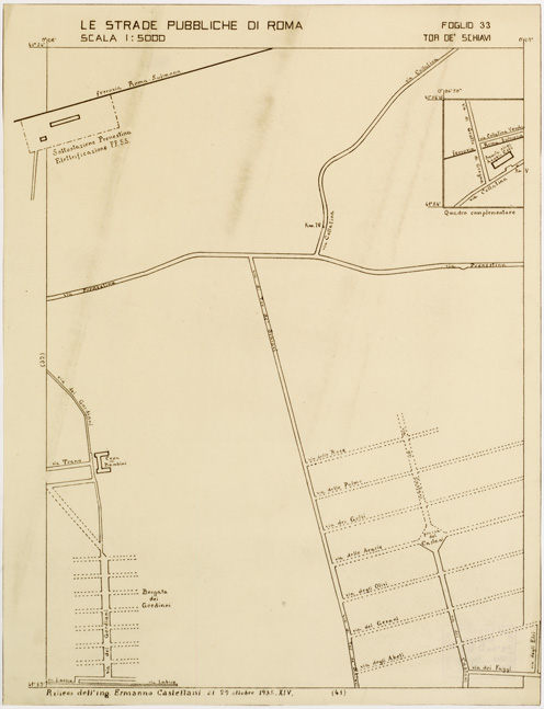 (N:11493) LE STRADE PUBBLICHE DI ROMA - Foglio 33 - TOR DE' SCHIAVI (B0006536) Carte e stampe antiche: riproduzione a colori su carta (formato A2)