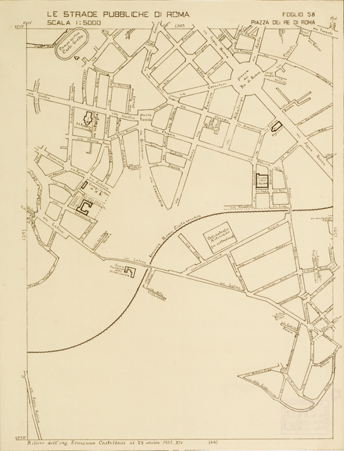(N:11499) LE STRADE PUBBLICHE DI ROMA - Foglio 38 - PIAZZA DEI RE DI ROMA (B0006543) Carte e stampe antiche: riproduzione a colori su carta (formato A2)
