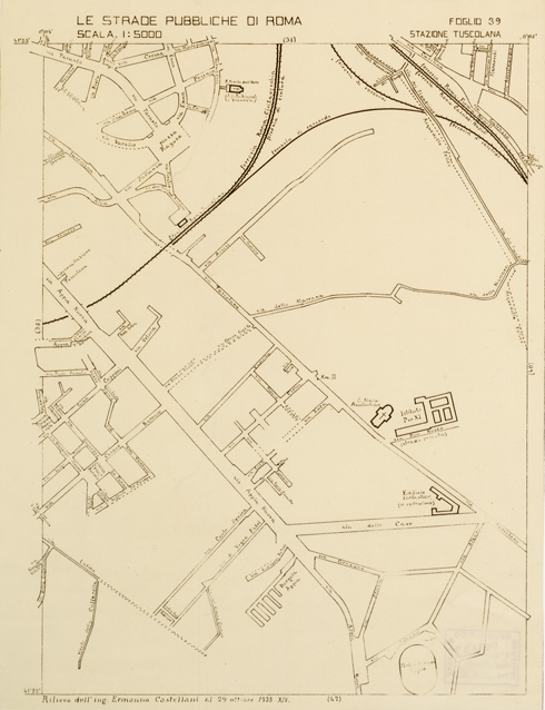 (N:11501) LE STRADE PUBBLICHE DI ROMA - Foglio 39 - STAZIONE TUSCOLANA (B0006544) Carte e stampe antiche: riproduzione a colori su carta (formato A2)