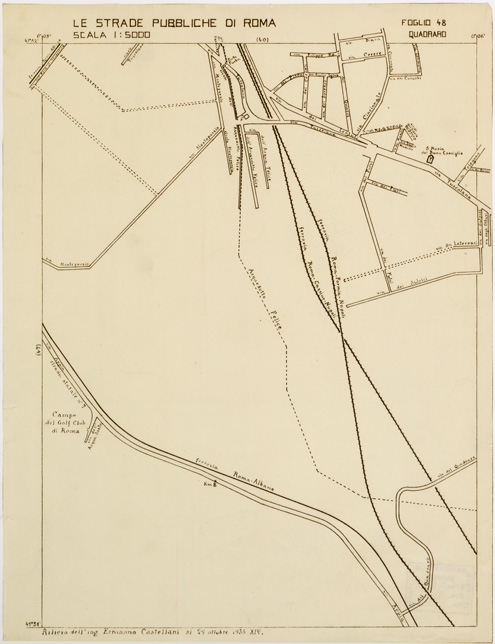 (N:11514) LE STRADE PUBBLICHE DI ROMA - Foglio 48 - QUADRARO (B0006556) Carte e stampe antiche: riproduzione a colori su carta (formato A2)