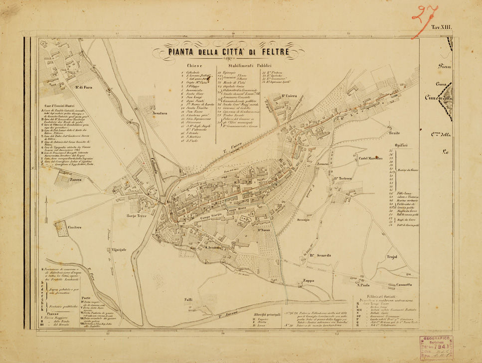 (N:13596) PIANTA DELLA CITTA' DI FELTRE (B0006730) Carte e stampe antiche: riproduzione a colori su carta (formato A2)