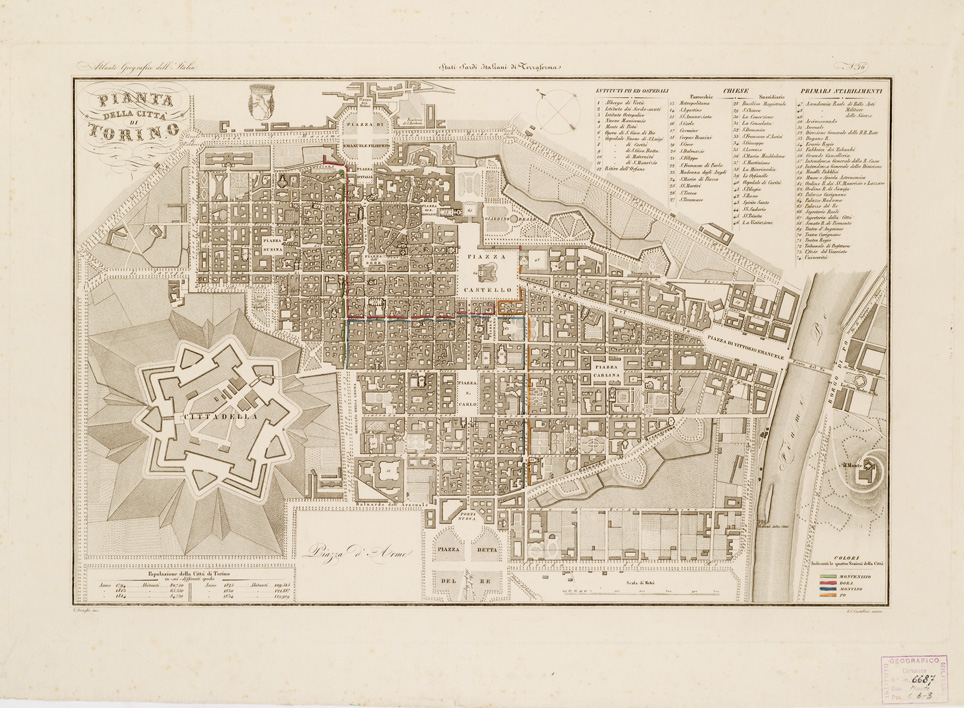 (N:13770) PIANTA DELLA CITTA' DI TORINO (B0006738) Carte e stampe antiche: riproduzione a colori su carta (formato A2)