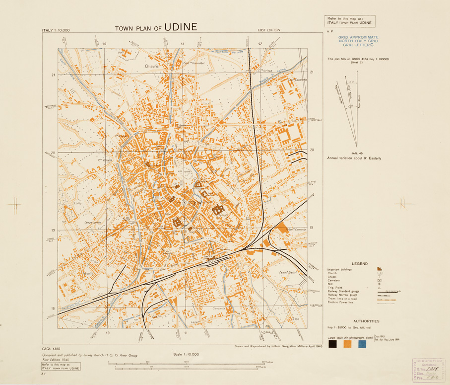 (N:11361) TOWN PLAN OF UDINE (B0006867) Carte e stampe antiche: riproduzione a colori su carta (formato A2)