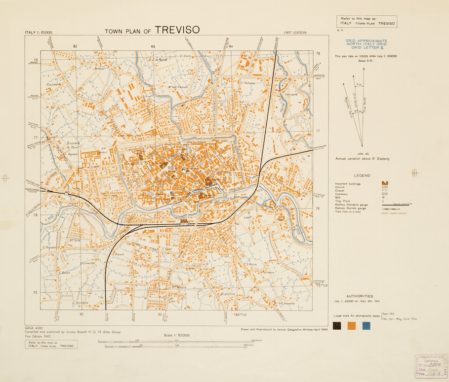 (N:11362) TOWN PLAN OF TREVISO (B0006882) Carte e stampe antiche: riproduzione a colori su carta (formato A2)
