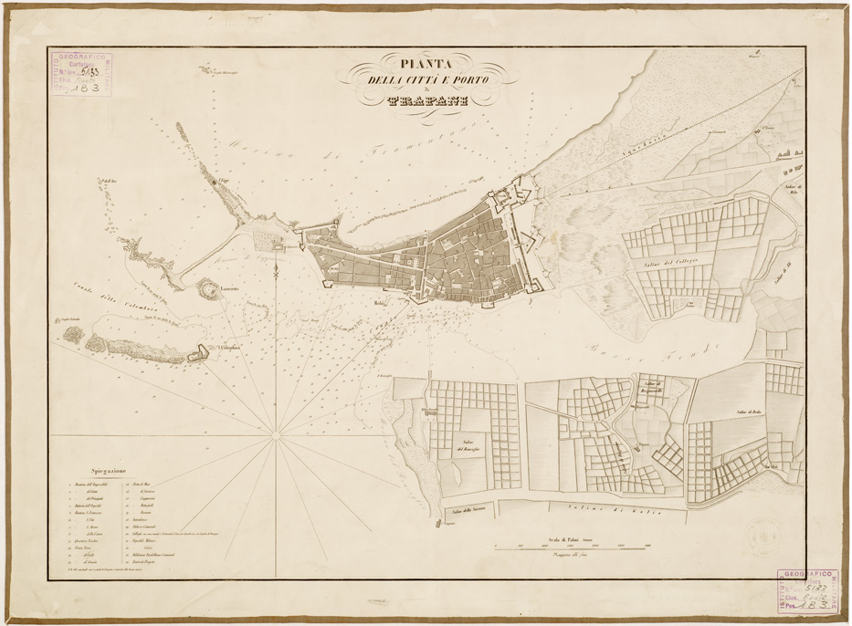 (N:13710) PIANTA DELLA CITTA' E PORTO DI TRAPANI (B0006913) Carte e stampe antiche: riproduzione a colori su carta (formato A2)