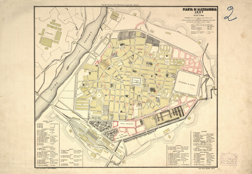 (N:13869) PIANTA DI ALESSANDRIA (B0006926) Carte e stampe antiche: riproduzione a colori su carta (formato A2)