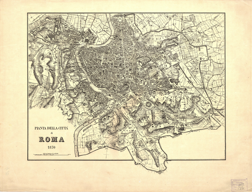 (N:13743) PIANTA DELLA CITTA' DI ROMA (B0006931) Carte e stampe antiche: riproduzione a colori su carta (formato A2)