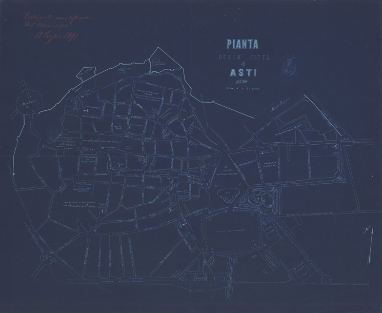 (N:13579) PIANTA DELLA CITTA' DI ASTI (B0006936) Carte e stampe antiche: riproduzione a colori su carta (formato A2)