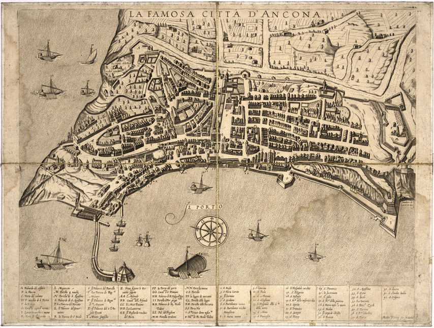 (N:11187) LA FAMOSA CITTA' DI ANCONA MATTEO FLORIMI FOR. IN SIENA (s. d.). (B0007022) Carte e stampe antiche: riproduzione a colori su carta (formato A2)