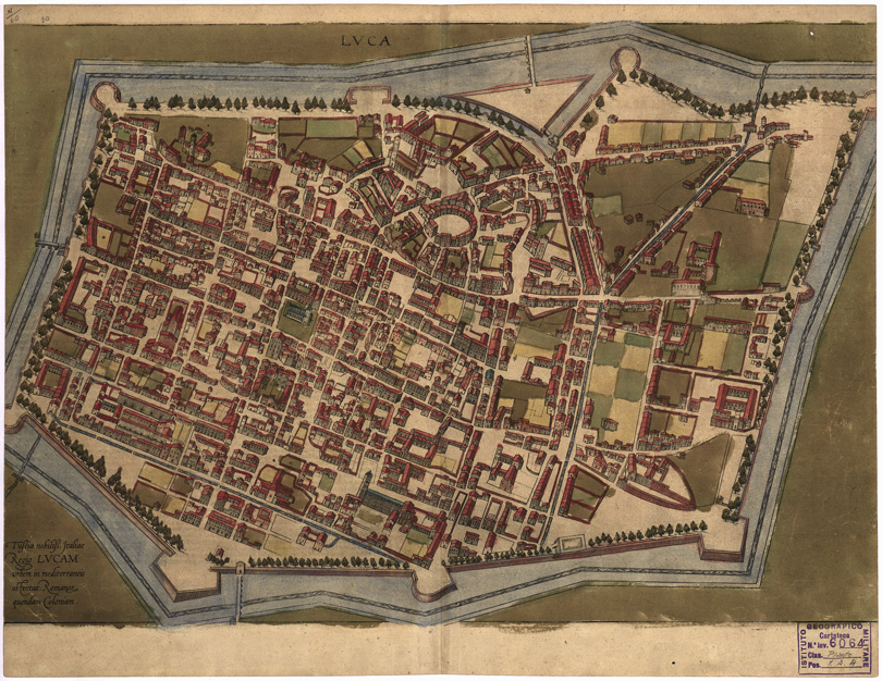 (N:12082) LUCA TUSCIA NOBILISS. ITALIAE REGIO LUCAM... - LUCCA (B0007029) Carte e stampe antiche: riproduzione a colori su carta (formato A2)