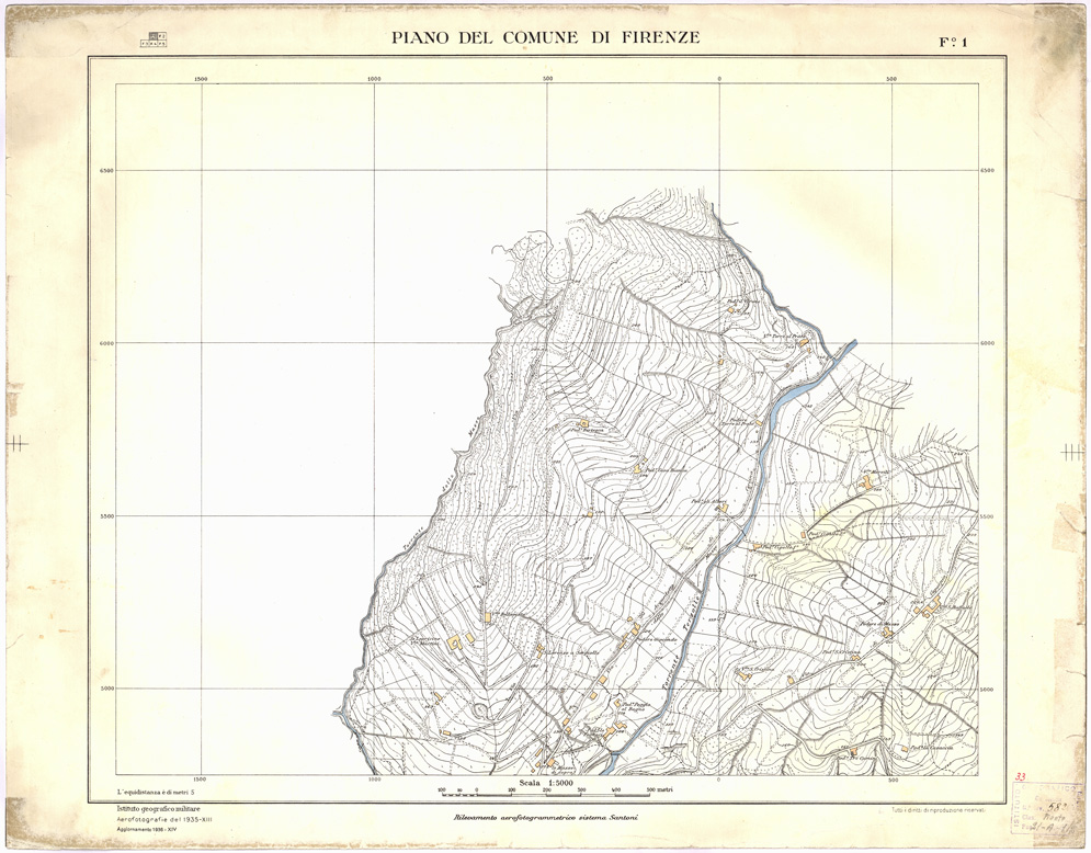 (N:13239) PIANO DEL COMUNE DI FIRENZE - Foglio 1 (B0007032) Carte e stampe antiche: riproduzione a colori su carta (formato A2)