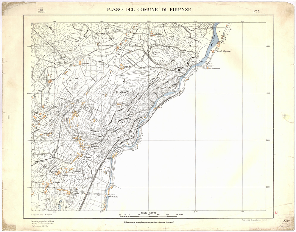(N:13254) PIANO DEL COMUNE DI FIRENZE - Foglio 5 (B0007036) Carte e stampe antiche: riproduzione a colori su carta (formato A2)