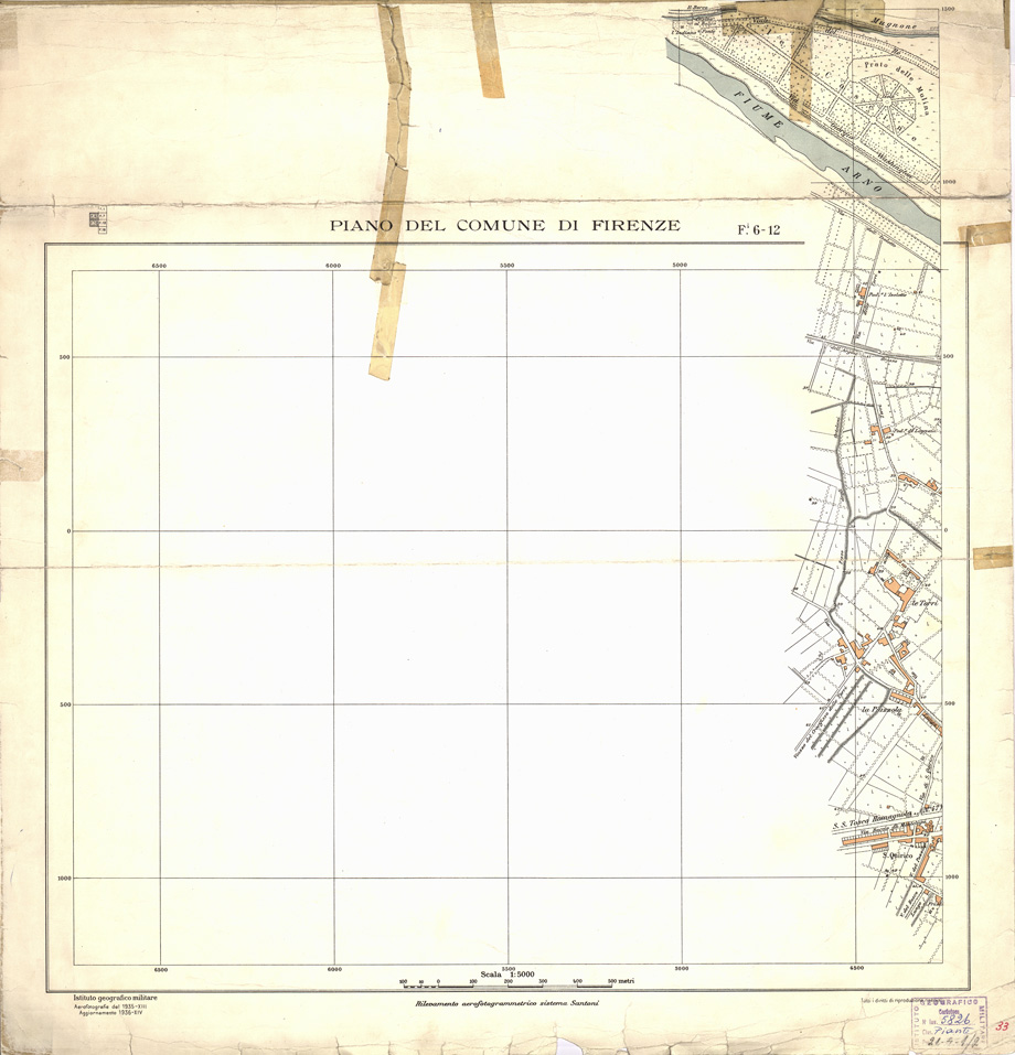 (N:13255) PIANO DEL COMUNE DI FIRENZE - Foglio 6-12 (B0007037) Carte e stampe antiche: riproduzione a colori su carta (formato A2)