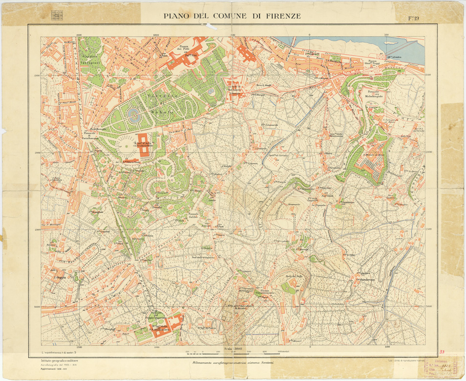 (N:13247) PIANO DEL COMUNE DI FIRENZE - Foglio 19 (B0007048) Carte e stampe antiche: riproduzione a colori su carta (formato A2)