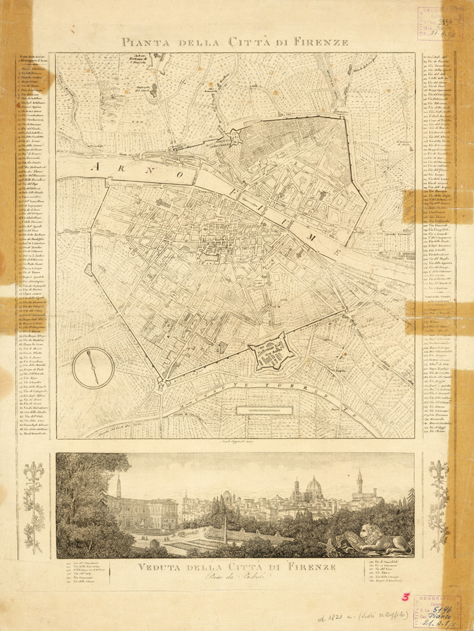 (N:13609) PIANTA DELLA CITTA' DI FIRENZE (B0007073) Carte e stampe antiche: riproduzione a colori su carta (formato A2)