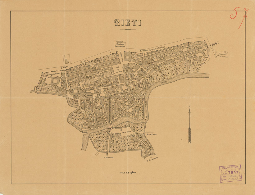 (N:15232) RIETI (B0007156) Carte e stampe antiche: riproduzione a colori su carta (formato A2)
