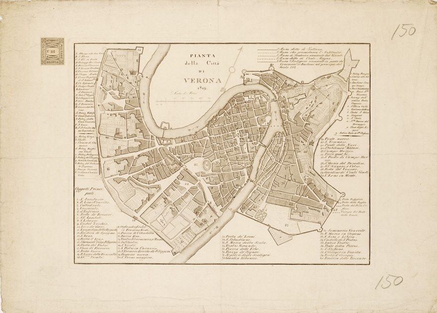 (N:13806) PIANTA DELLA CITTA' DI VERONA (s. d.) (B0007157) Carte e stampe antiche: riproduzione a colori su carta (formato A2)