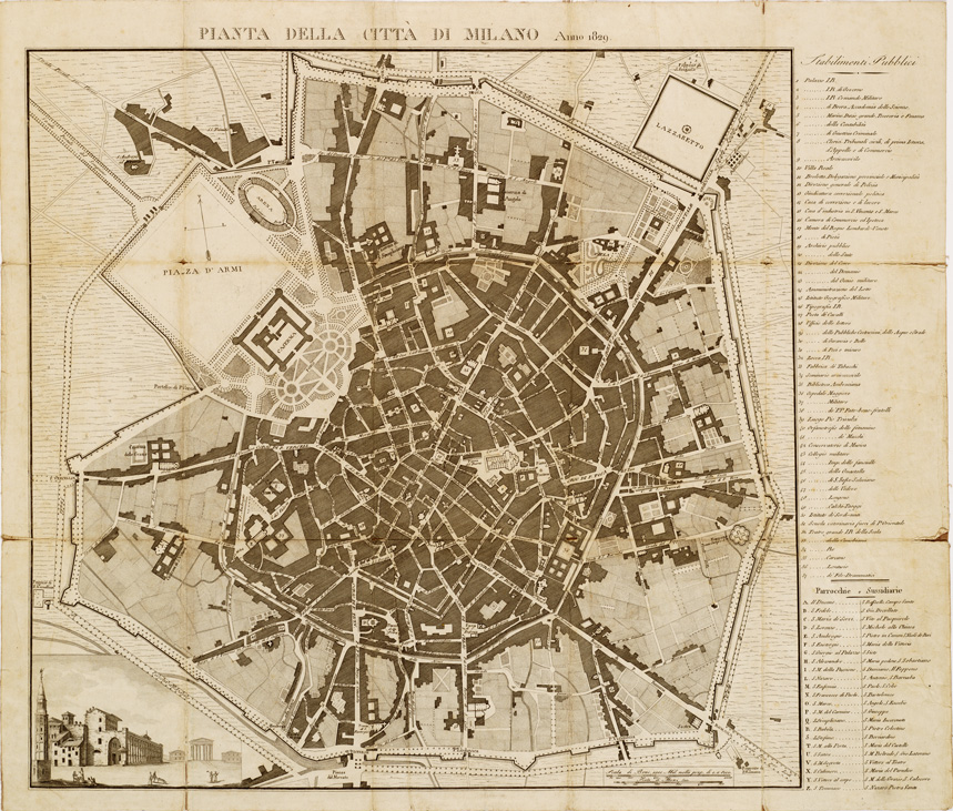 (N:13668) PIANTA DELLA CITTA' DI MILANO (B0007200) Carte e stampe antiche: riproduzione a colori su carta (formato A2)