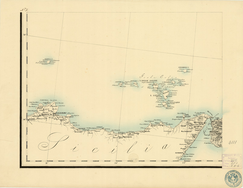 (N:3880) CARTA DELLE PROVINCIE MERIDIONALI D'ITALIA PUBBLICATA DALL'UFFICIO TOPOG. DEL R.L CORPO DI STATO MAGGIORE - Foglio 5 (B0007227) Carte e stampe antiche: riproduzione a colori su carta (formato A2)