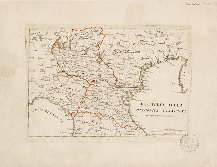 (N:15844) TERRITORIO DELLA REPUBBLICA CISALPINA IN BOLOGNA APPRESSO ANT. NEROZZI. (B0007398) Carte e stampe antiche: riproduzione a colori su carta (formato A2)