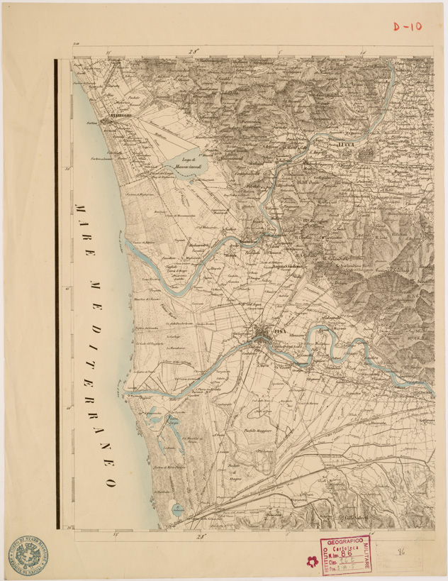 (N:7982) CARTA TOPOGRAFICA DELLE PROVINCIE LOMBARDO VENETO... - D10 Foglio 1 (B0007779) Carte e stampe antiche: riproduzione a colori su carta (formato A2)