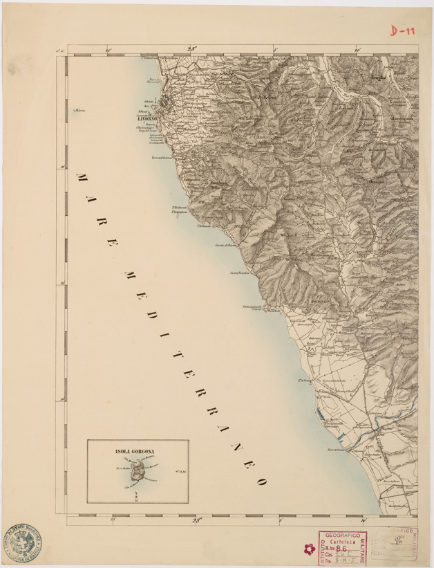 (N:7985) CARTA TOPOGRAFICA DELLE PROVINCIE LOMBARDO VENETO... - D11 Foglio 2 (B0007782) Carte e stampe antiche: riproduzione a colori su carta (formato A2)